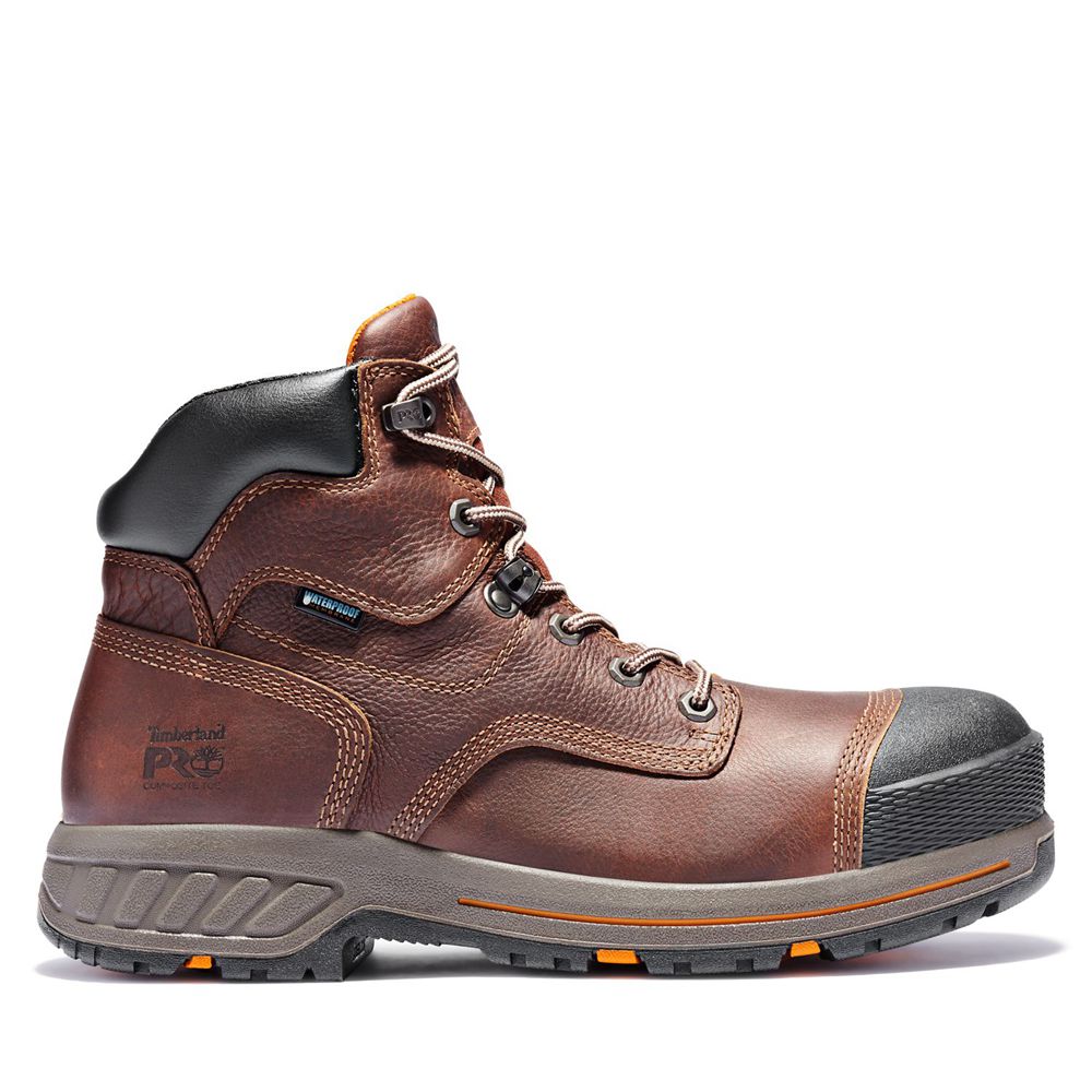 Timberland Μποτακια Εργασίας Ανδρικα Καφε/Μαυρα - Pro® Helix Hd 6" Comp Toe - Greece 1260845-WH